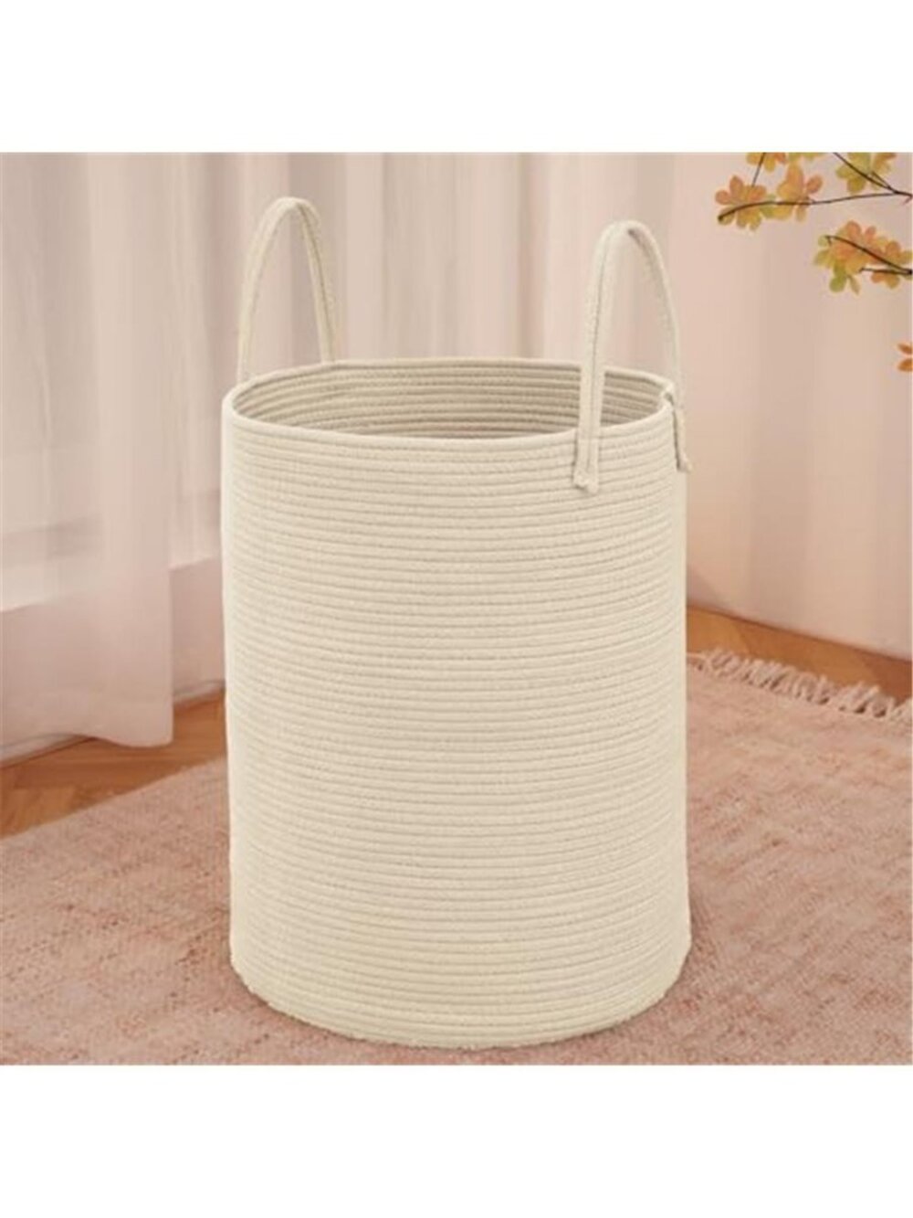 New 60L Cotton Rope Laundry Basket Hamper, Beige
